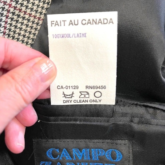 Campo Zanieri Designer Wool Sport Jacket Blazer Size 42R Black White Houndstooth - Picture 11 of 13